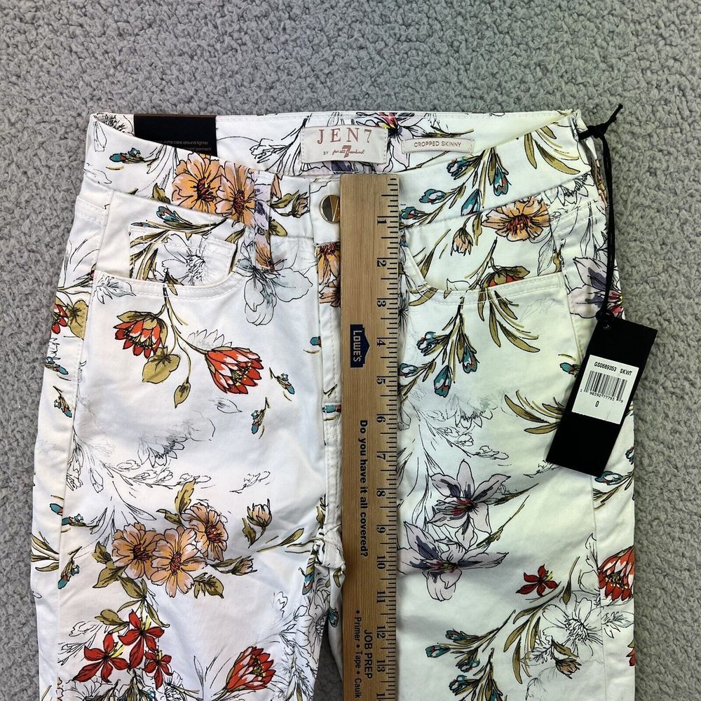 Jen 7 by 7 for‎ All Mankind Floral Print Denim Jeans Cropped Skinny Size 0 NEW - Picture 6 of 9